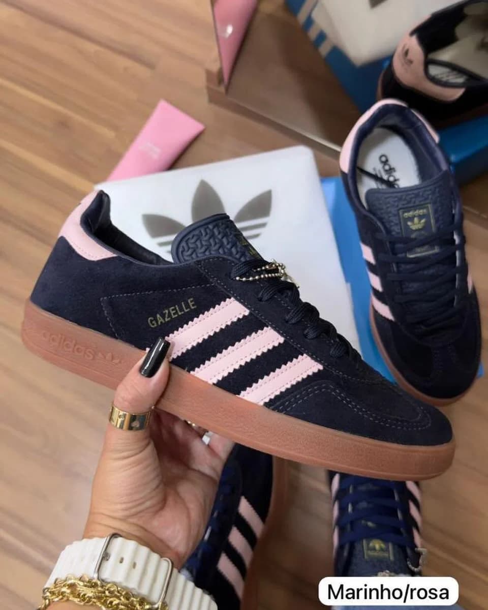 Adidas Gazelle marinho e rosa